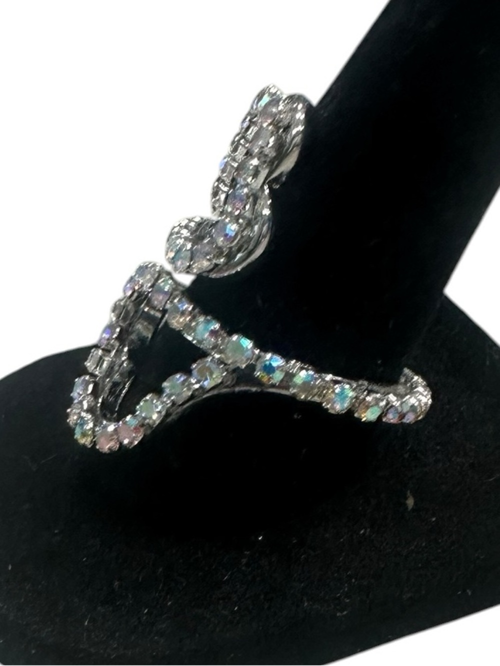 Silver-Tone AB Rhinestone Double-Loop Wrap - Adjustable - Picture 3 of 4